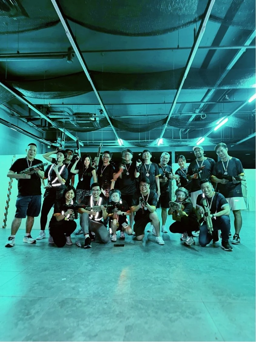 Affinity team bonding at a laser tag team event